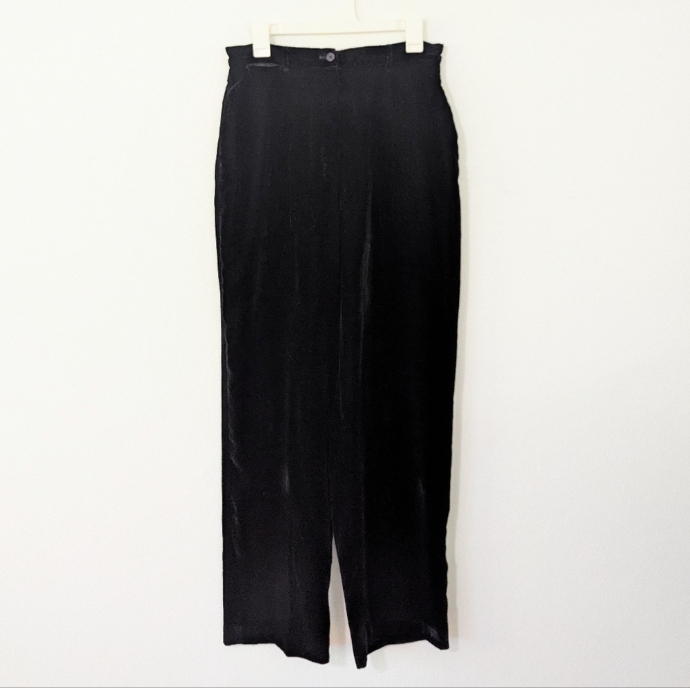 J. Crew Vintage Y2K Velvet Trouser Pants Wide Leg High Waisted Black 12